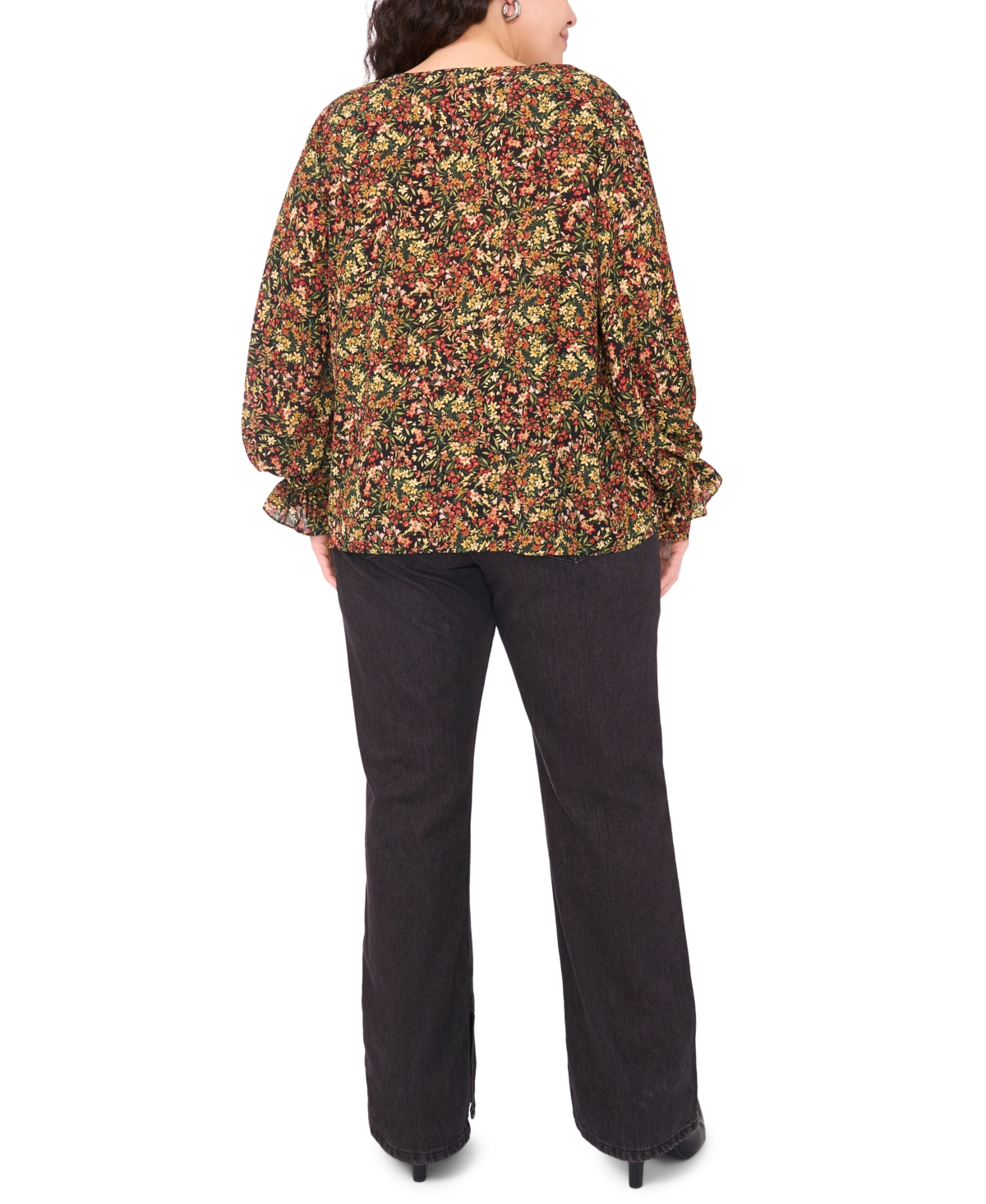 Vince Camuto Plus Size Balloon Sleeve V-neck Blouse In Red