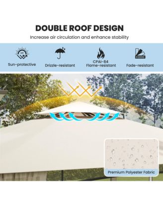 12' x 10' Outdoor Patio Gazebo w/ Netting 2-Tier Canopy Roof Metal Frame