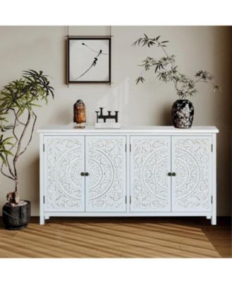 60" White Accent Storage Cabinet with 4 Doors