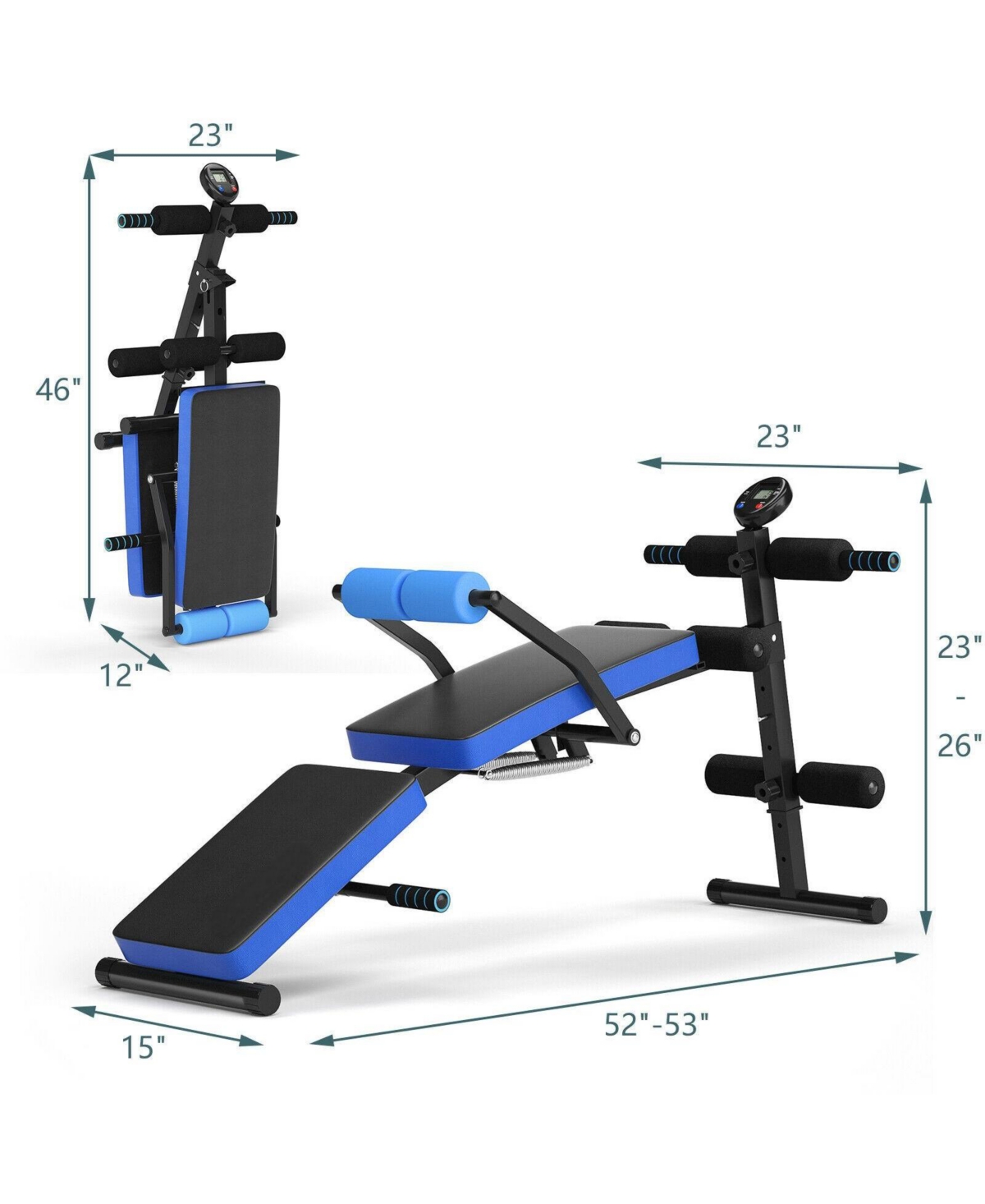 Akiudex Adjustable Sit Up Bench with Lcd Monitor