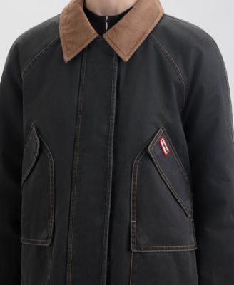 Women's Short Faux Fur-Lined Waxed Jacket