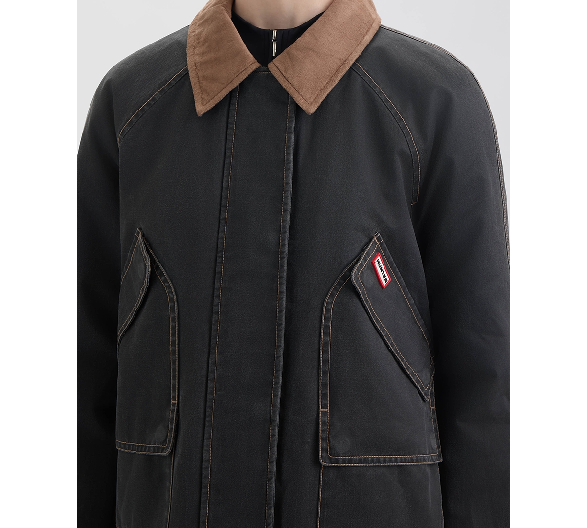 Hunter Bex Washed Wax Hunting Jacket In Black