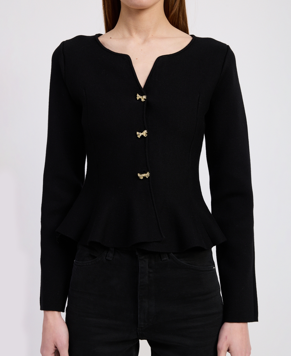 En Saison Women's Idah Button Front Cardigan Sweater In Black