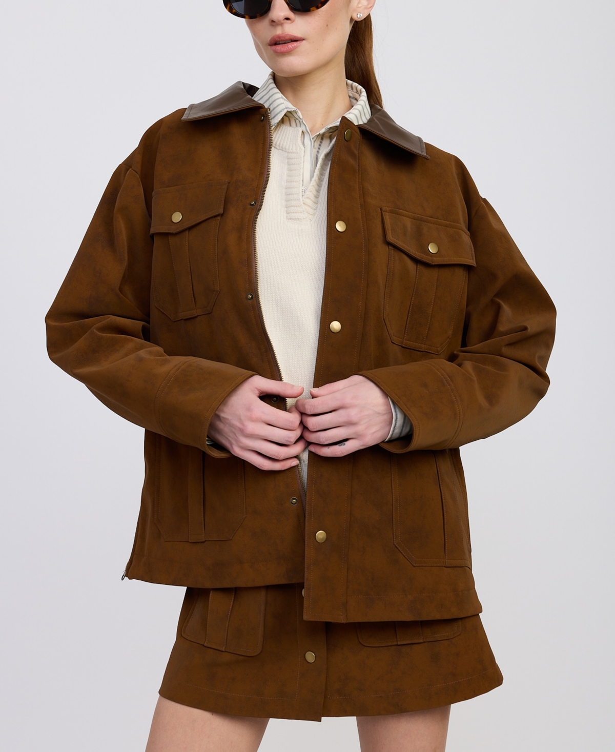 En Saison Eloise Chore Jacket Brown In Brown