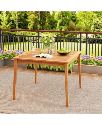 40'' 4-Person Outdoor Acacia Wood Dining Table w/ 1.96'' Umbrella Hole for Porch