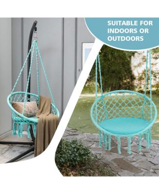 Hammock Swing Chair with Cushion Hanging Hardware Kit Indoor Outdoor