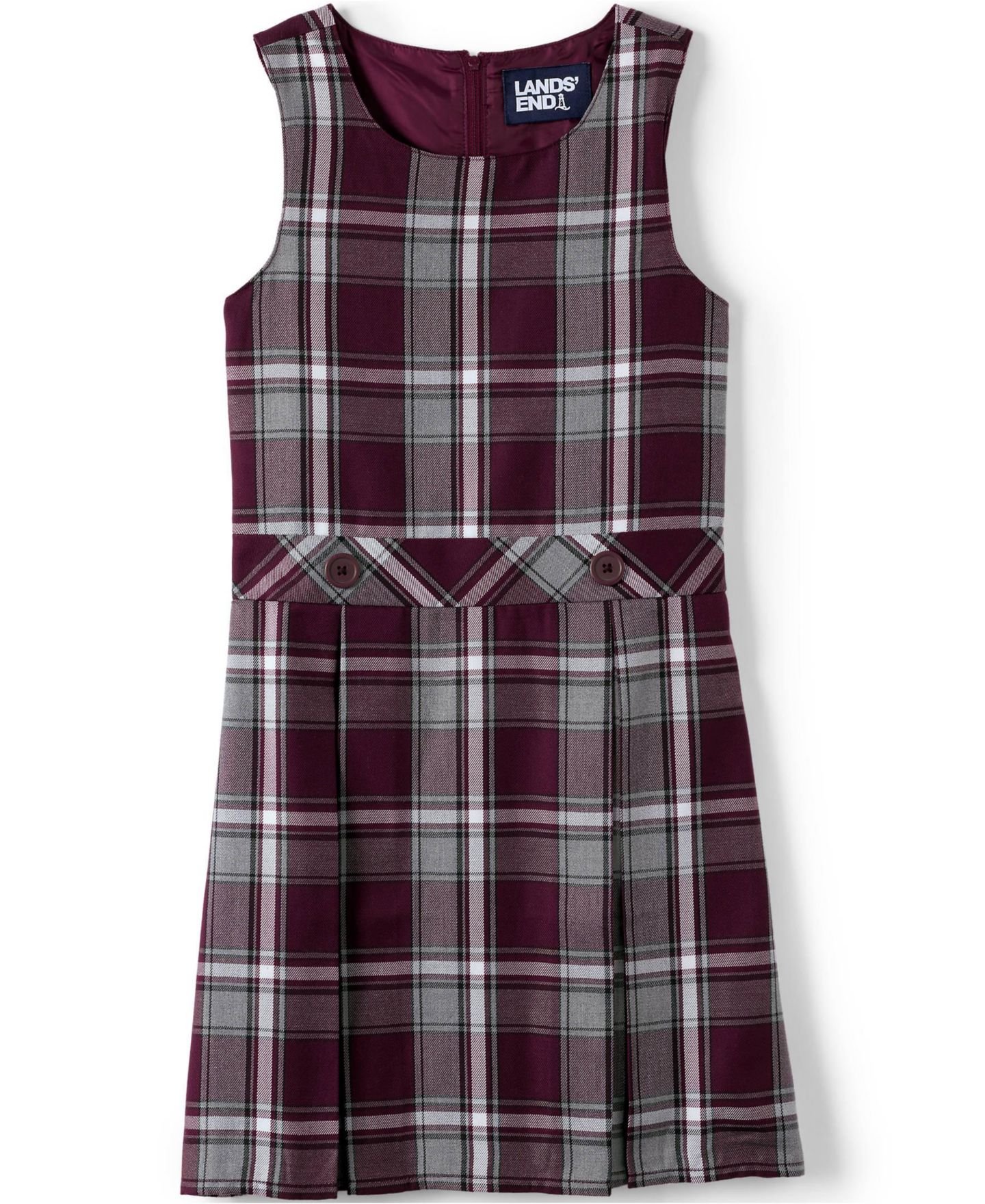 Свитер Lands' End Top of Knee Plaid Jumper для девочек, цвет: Клетчатый бордовый / Серый — фото 1