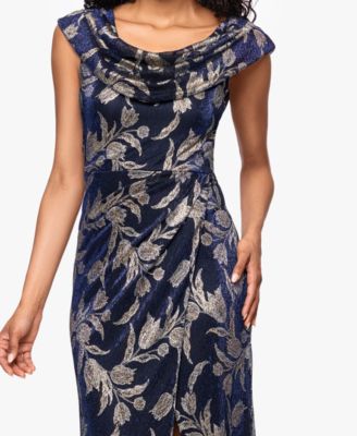 Women's&nbsp;Long Foil Crinkle Cowl Neck Dress