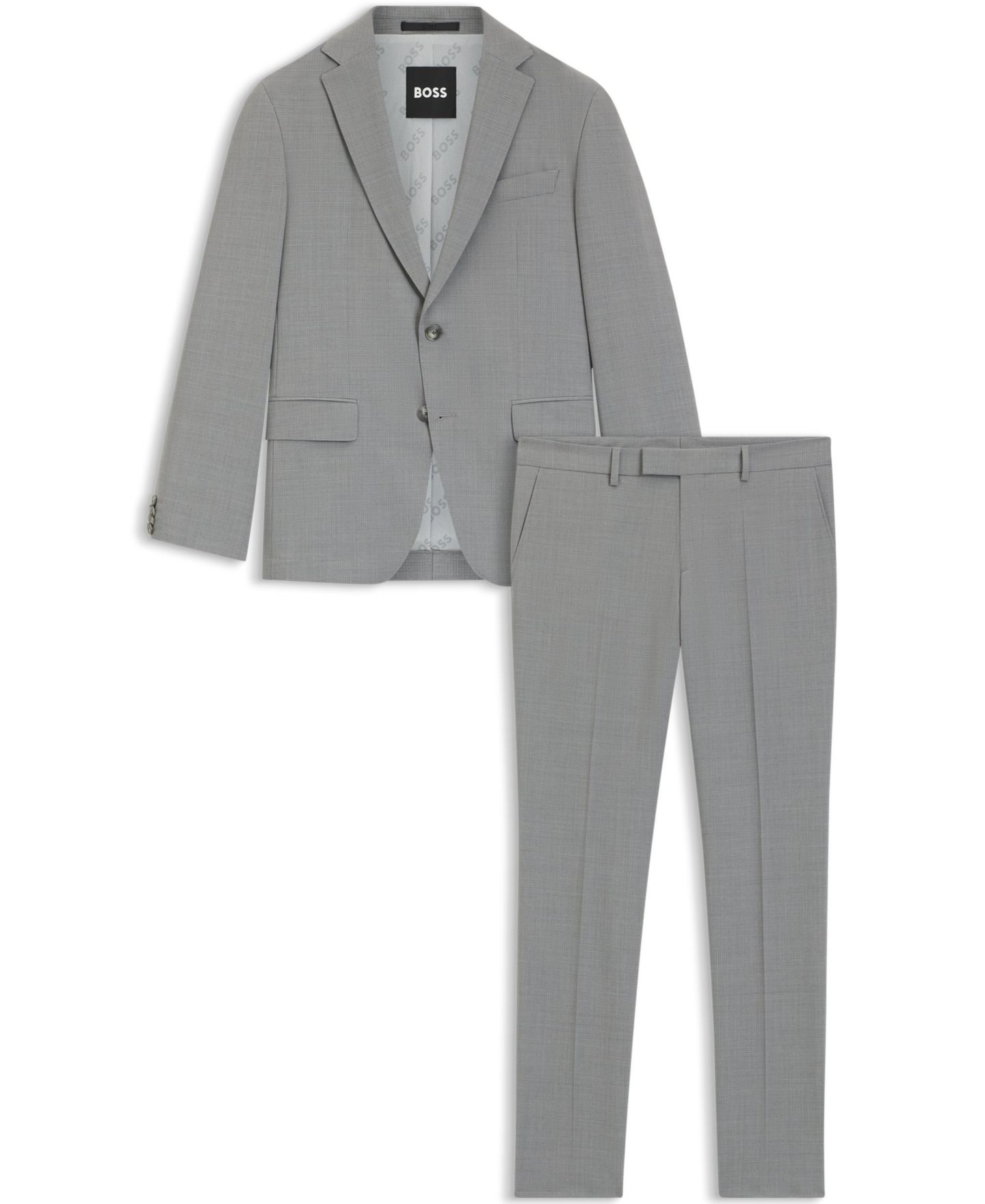 Мужские комплекты Hugo Boss Slim-Fit Washable Micro-Patterned Suit, цвет: Серый — фото 3