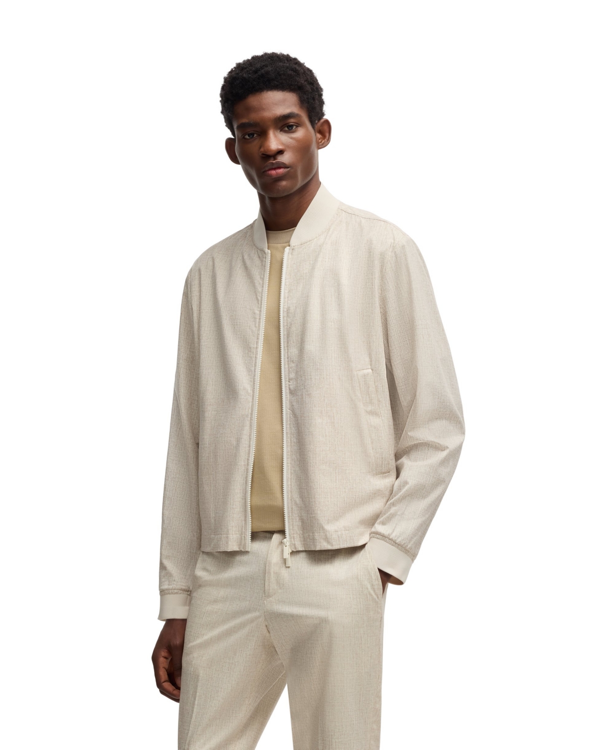 Hugo Boss Boss By  Men's Two-way Zip Water-repellent Packable Jacket In Neutral