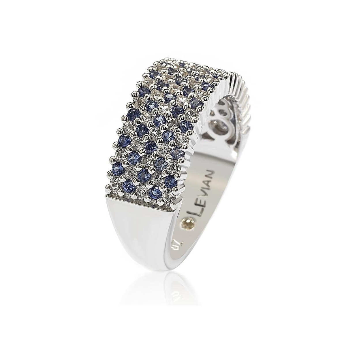 Suzy Levian New York Sterling Silver Sapphire & Created White Half Band