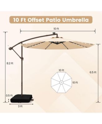 10 Feet Solar Offset Hanging Umbrella with 40 Lamp Beads and Solar Panel