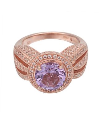 Suzy Levian Sterling Silver Round Cut Center Topaz Cocktail Ring