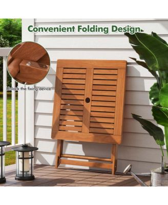 29.5" x 29.5" Patio Dining Table with Teak Painting 2" Umbrella Hole