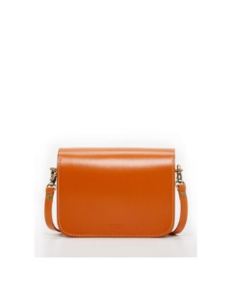 Light Brown Leather Crossbody Bag Caramel Small Structured Purse with Vintage Clasp for Women