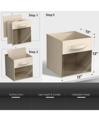 13 Inch 6 Pack Collapsible Fabric Storage Bins with Clear Window - for Organizing Clothes, Toys, Books, Shelves, Closets & more
