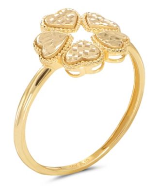Clover Heart Ring in 14K Gold, Size 9, approx. 2.1 grams.