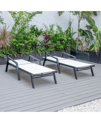 Lounge Chair With Armrests in Black Aluminum Frame, Set of 2