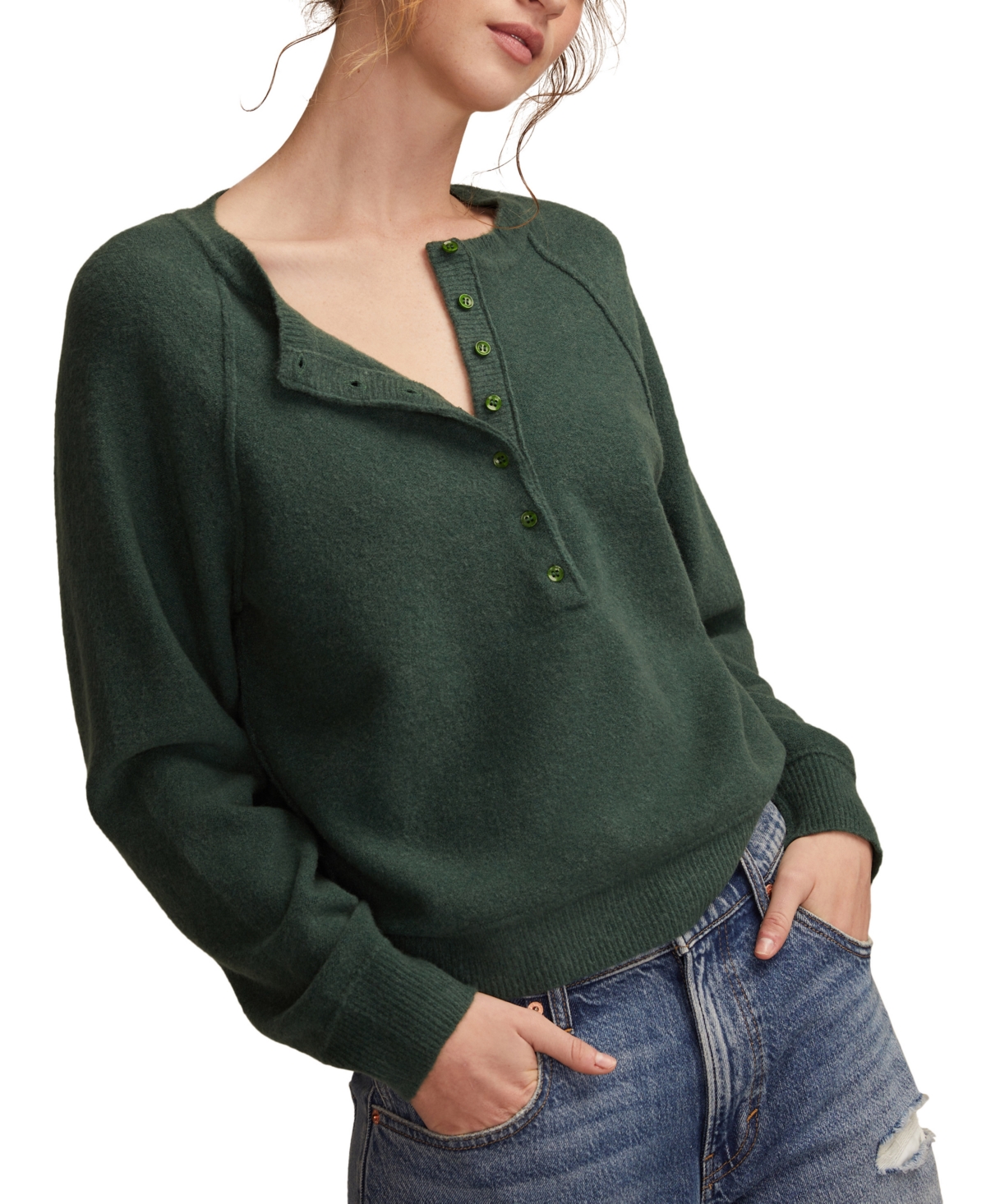Lucky Brand Women's Relaxed Henley Sweater