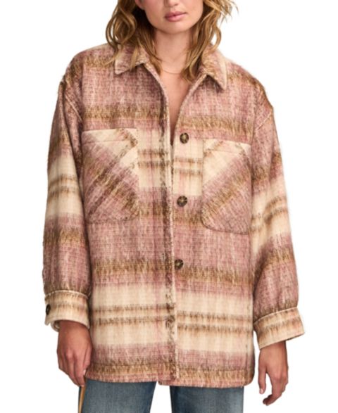 Женские куртки Lucky Brand Oversized Plaid Shirt Jacket