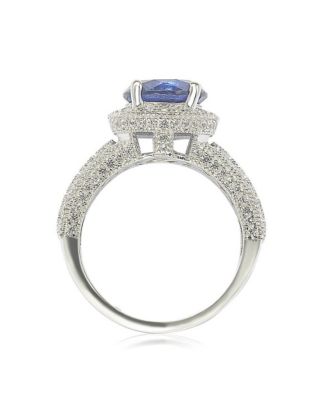Suzy Levian Sterling Silver Sapphire & Created White Sapphire Round-Cut Ring