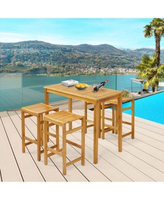 45'' Rectangular Bar Height Dining Table Outdoor Acacia Wood Bar Table Indonesia Teak
