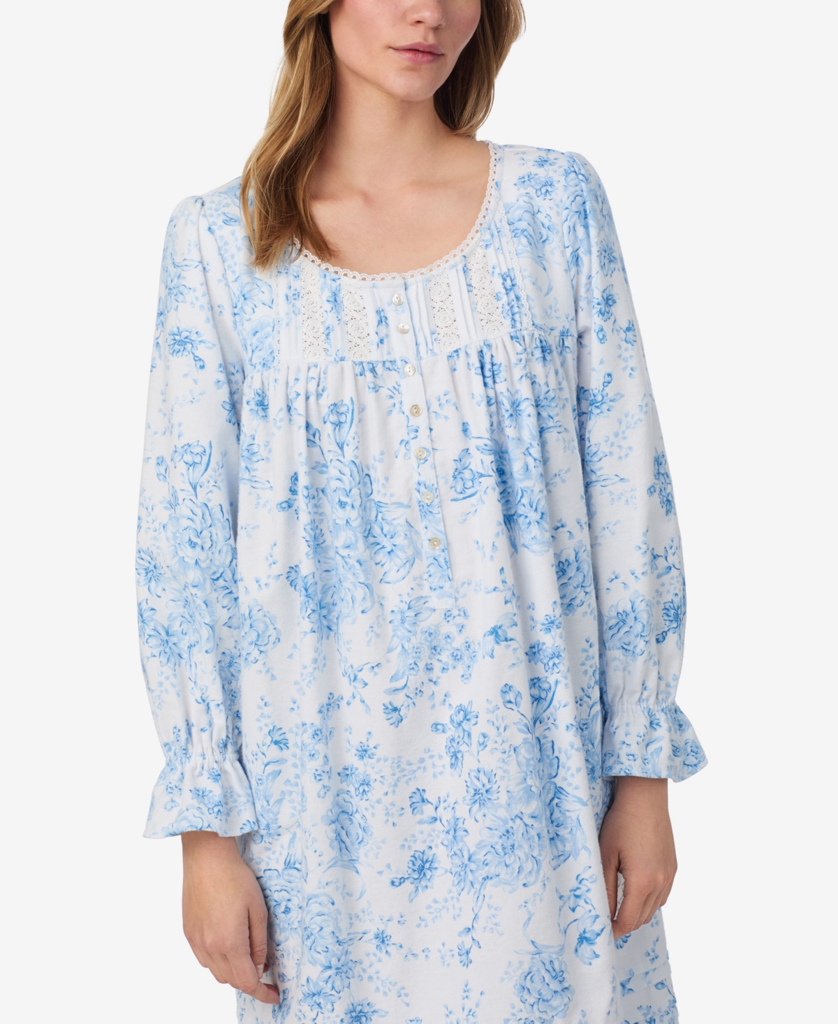 Eileen West Women's Long Sleeve Waltz Nightgown In Blue