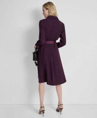 Women's Long Sleeve Collared Shirt Dress 