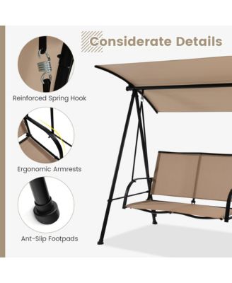 2-Person Patio Swing Seat Swing Bench Canopy Swing Loveseat Outdoor