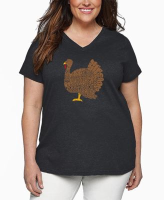 Plus Size Thanksgiving Word Art V-Neck T-Shirt