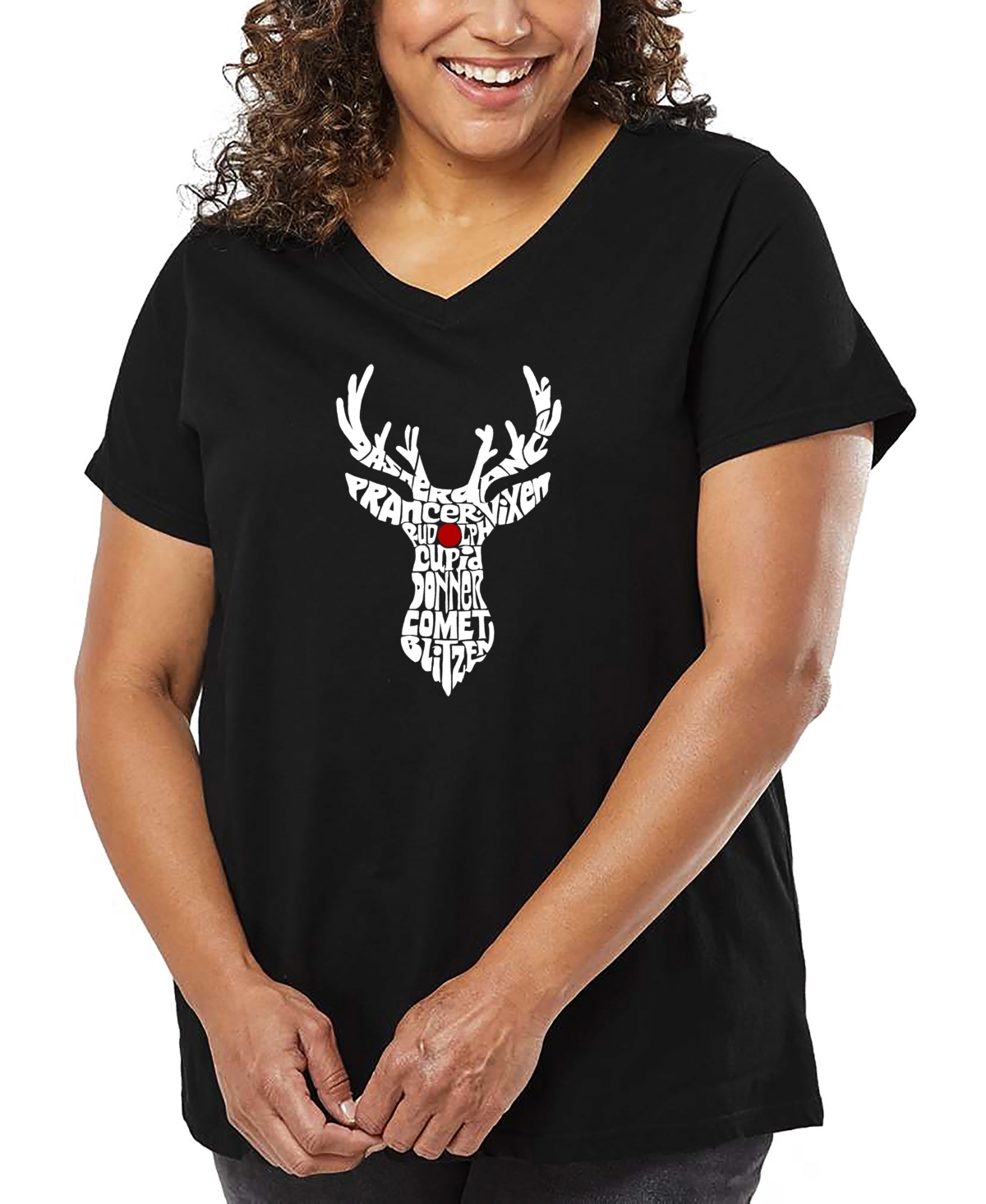 La Pop Art Plus Size All I Want For Christmas Is You Word Art V-neck T-shirt In Black