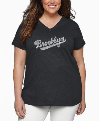 Plus Size Brooklyn Neighborhoods Word Art V-Neck T-Shirt