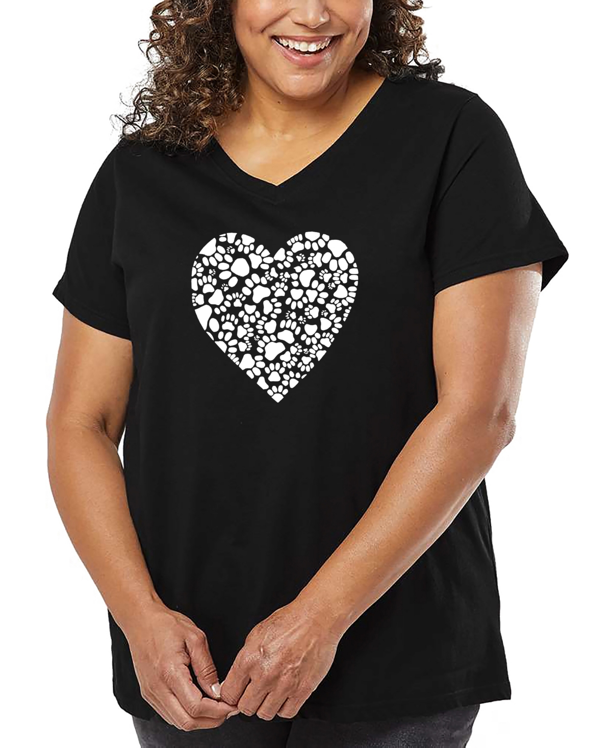 La Pop Art Plus Size Have Yourself A Merry Little Christmas Word Art V-neck T-shirt In Black