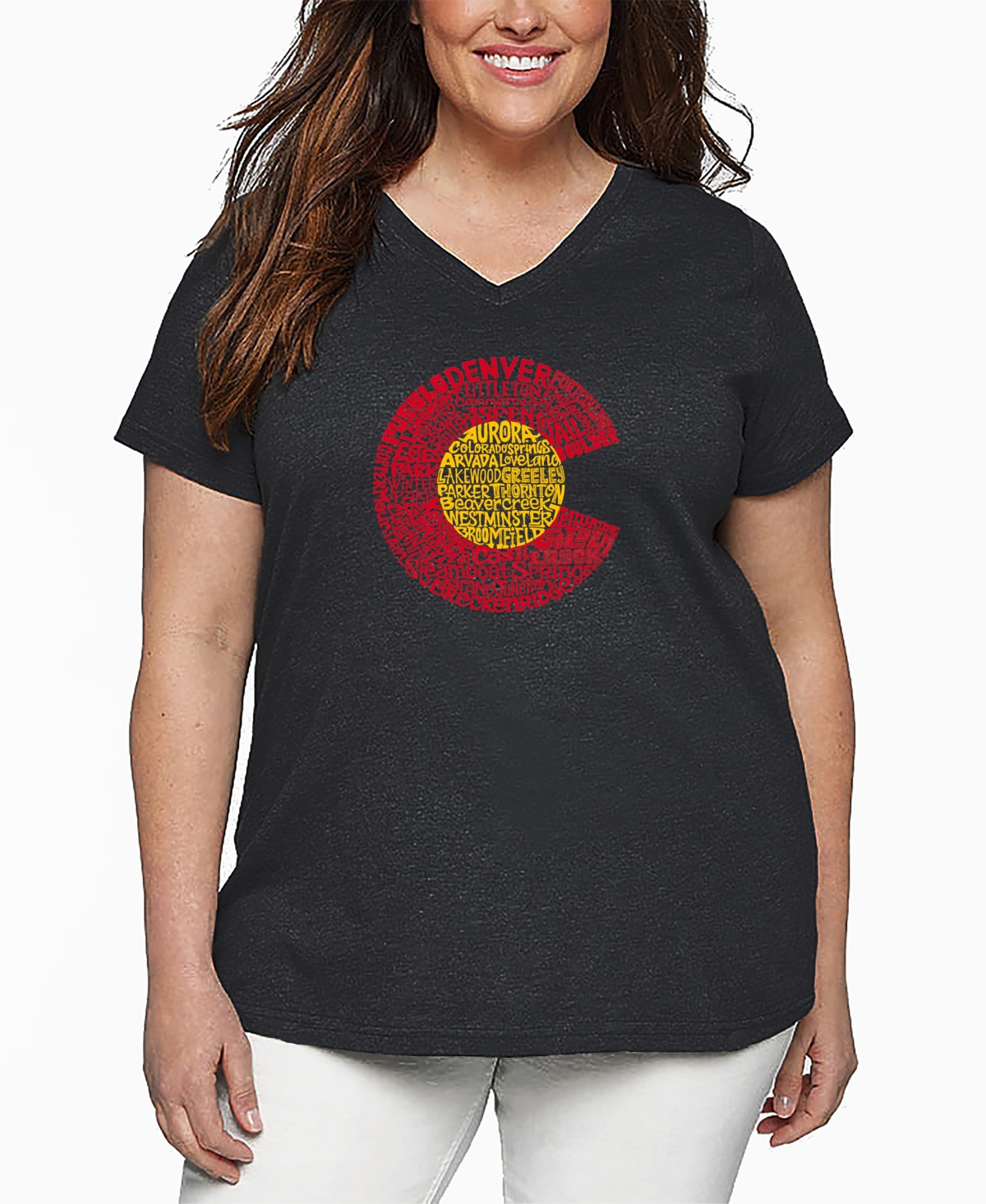La Pop Art Plus Size Crazy Little Thing Called Love Word Art V-neck T-shirt In Gray
