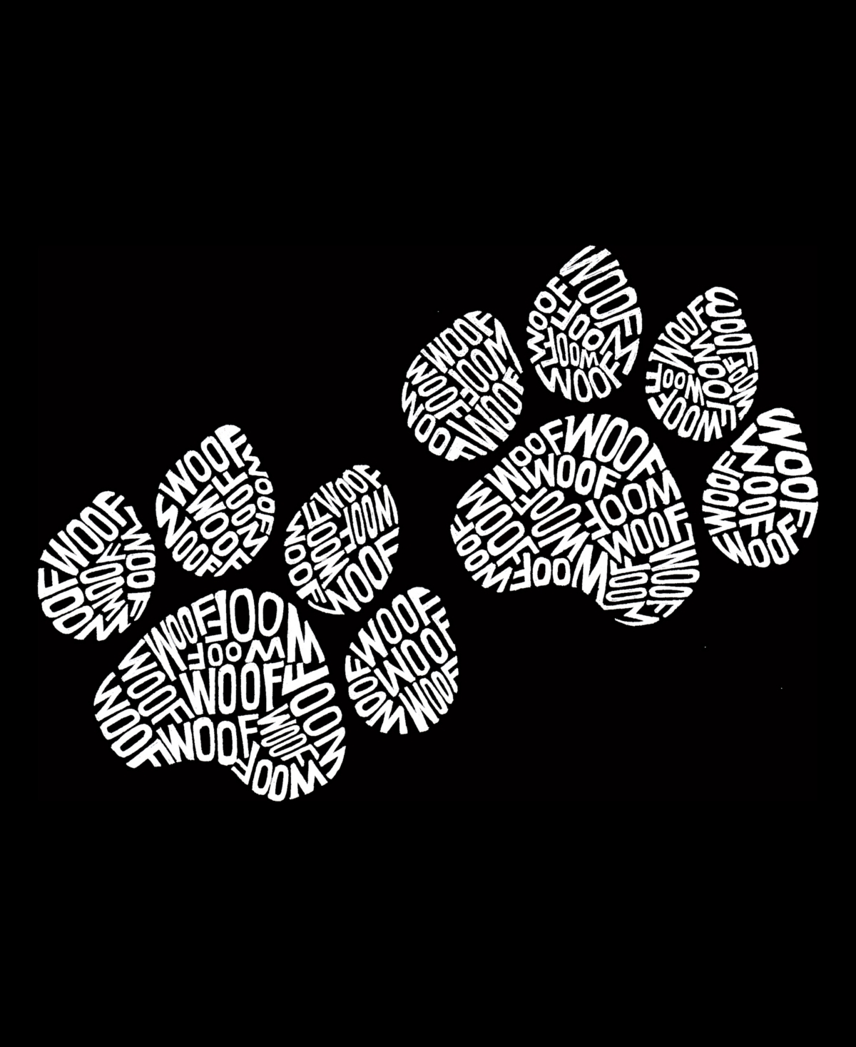 La Pop Art Plus Size Woof Paw Prints Word Art V-neck T-shirt In Animal Print