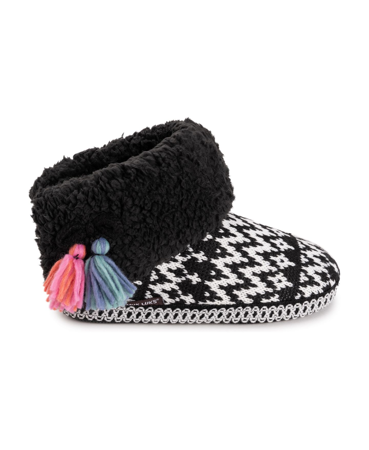 Женские тапочки MUK LUKS Melinda Cuff Boot Slippers, цвет: Чёрный, вариант 1 — фото 2