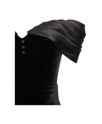 Women Qamra Black Velvet Off Shoulder Mermaid Maxi Dress