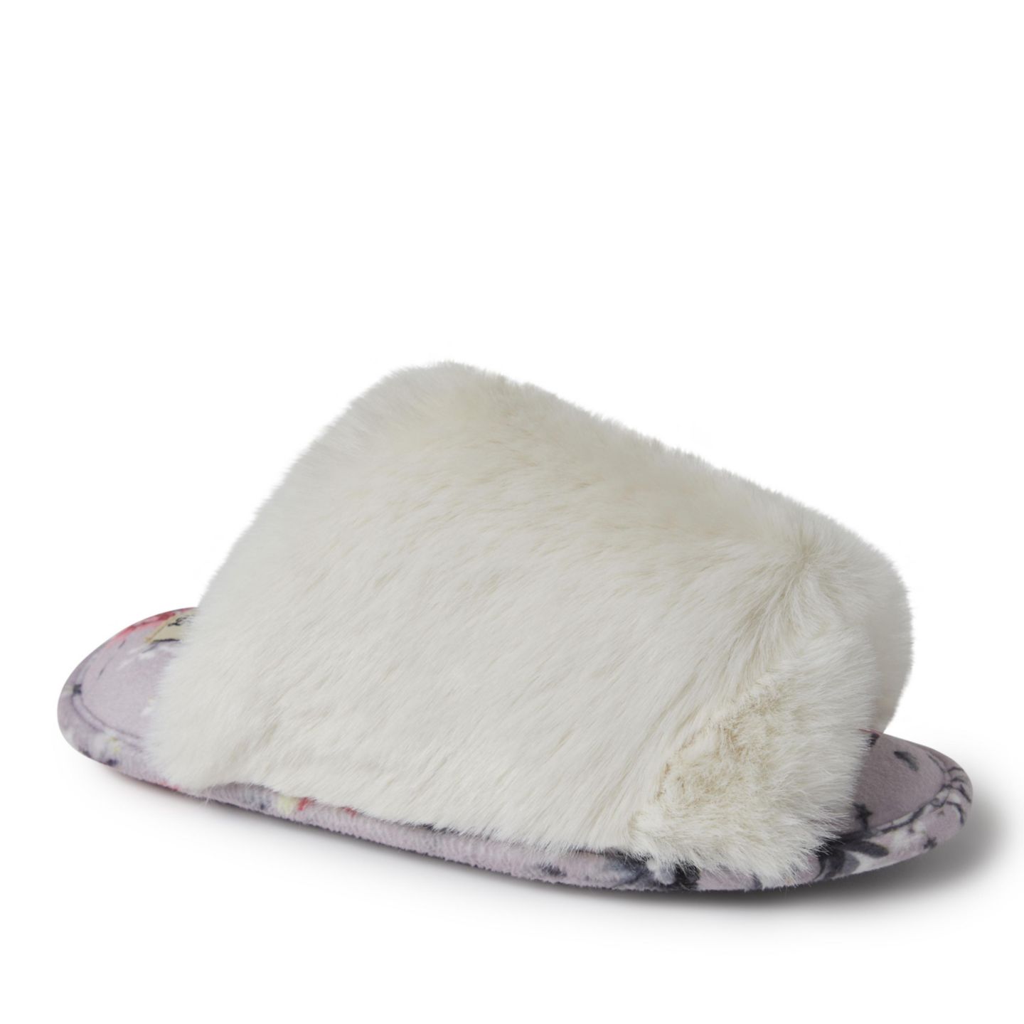 Женские тапочки Dearfoams Louise Fuzzy Cross Band Slide Slipper with Eyemask Gift Set, цвет: Муслиновый — фото 2