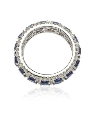 Suzy Levian Sterling Silver Sapphire & Created White Sapphire Modern Eternity Band