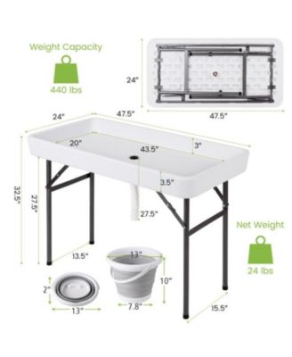 4 Feet Plastic Party Ice Folding Table with Matching Skirt and Ice Bucket