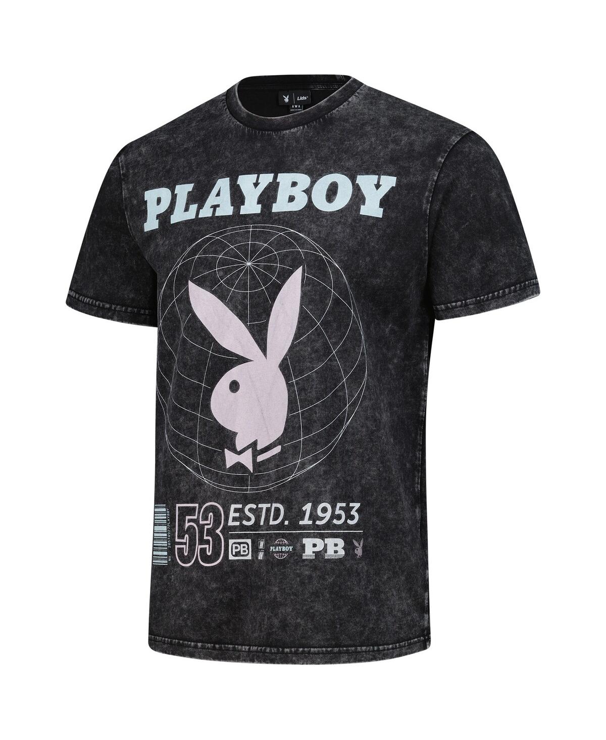 Lids Men'sâ Black Playboy Distressed Oversized Rabbit T-shirt In Black