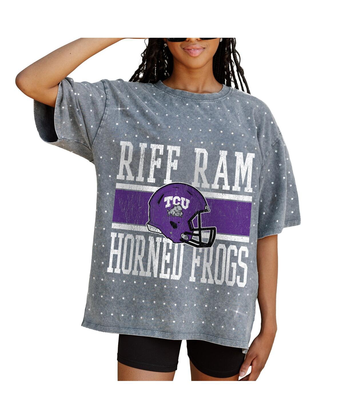 Gameday Couture Women's Gray Tcu Horned Frogs On The Ball Oversized T-shirt