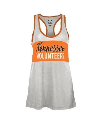 Women's White/Tennessee Orange Tennessee Volunteers Tracy Racerback Burnout Tank Top