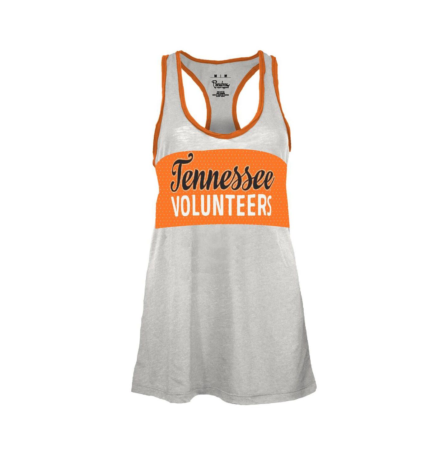 Женский топ Pressbox White/Tennessee Orange Tennessee Volunteers Tracy Racerback Burnout — фото 3