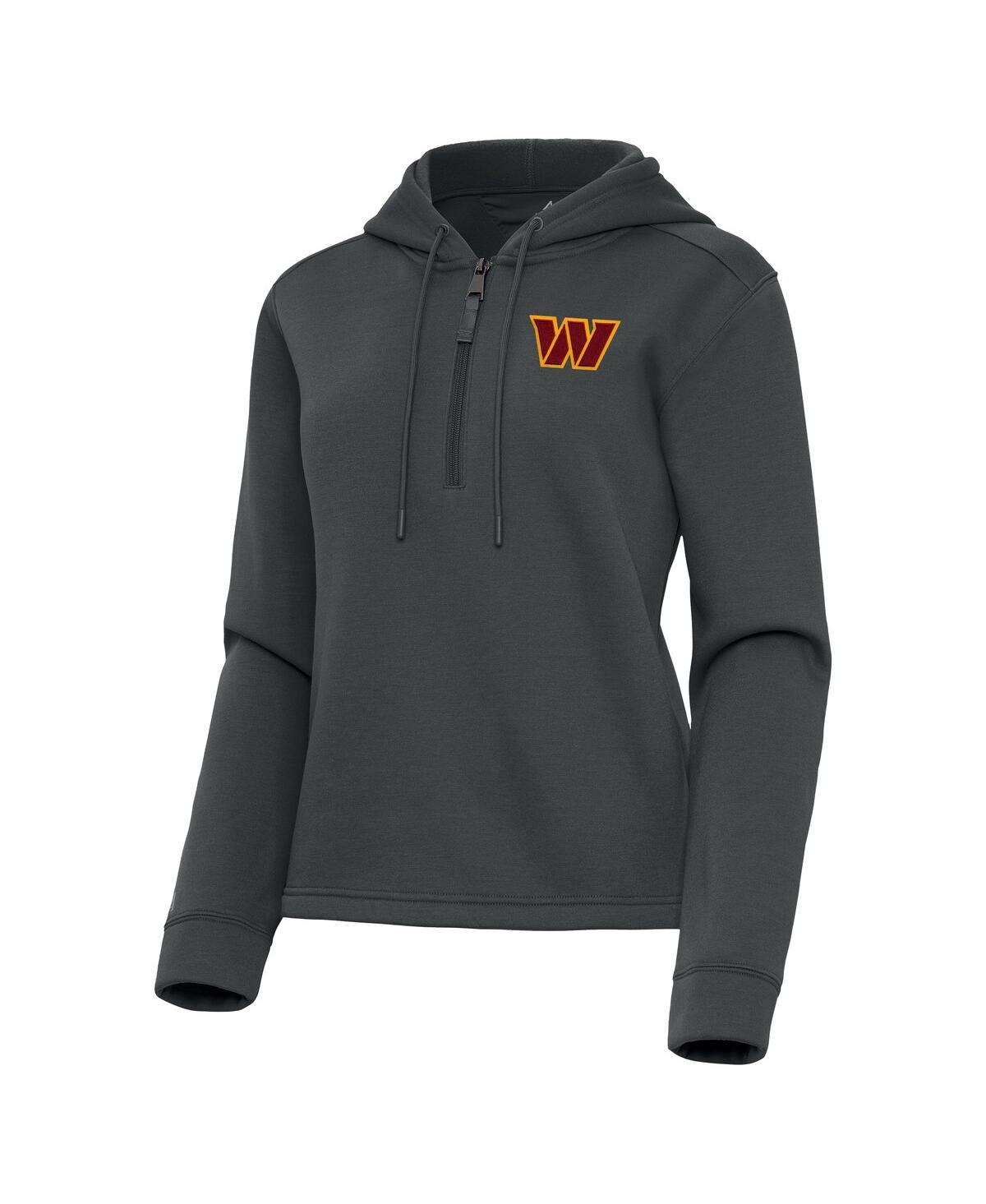 Antigua Women's Pewter Detroit Lions Contemporary Quarter-zip Hoodie In Gray