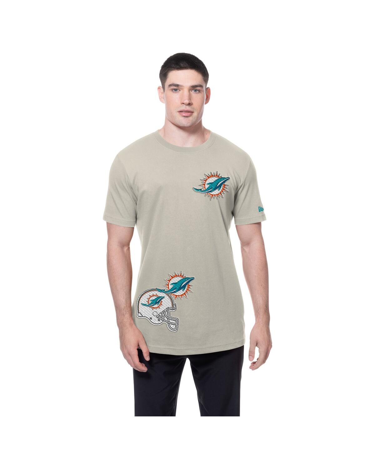 New Era Men's Light Beige Miami Dolphins Multi Patch T-shirt In Neutral
