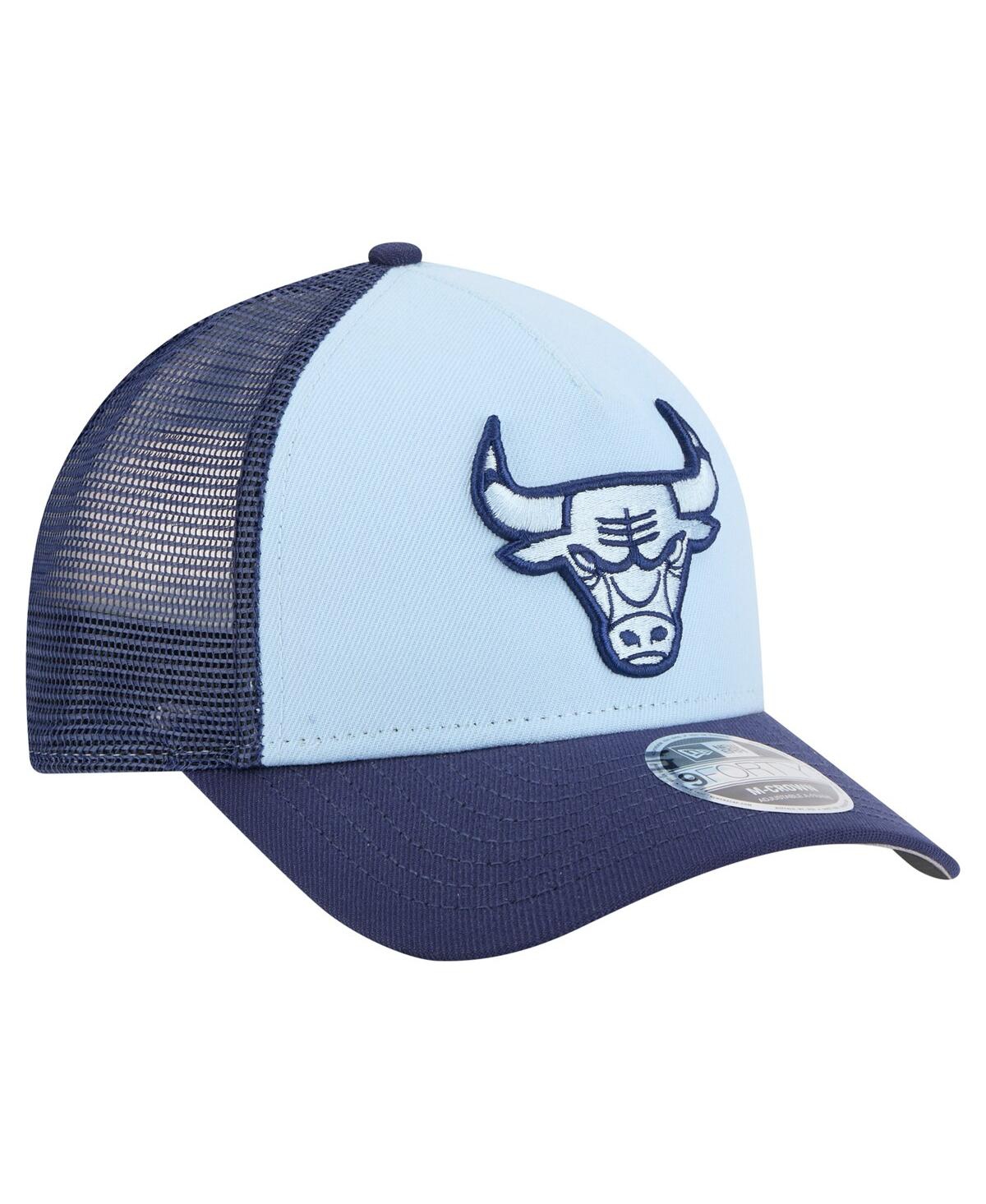 New Era Big Boys And Girls Light Blue Chicago Bulls Colorpack A-frame 9forty Trucker Adjustable Hat In Blue