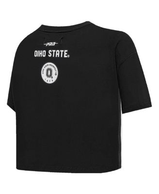Women's Black Ohio State Buckeyes Rhinestone Boxy Cropped T-Shirt