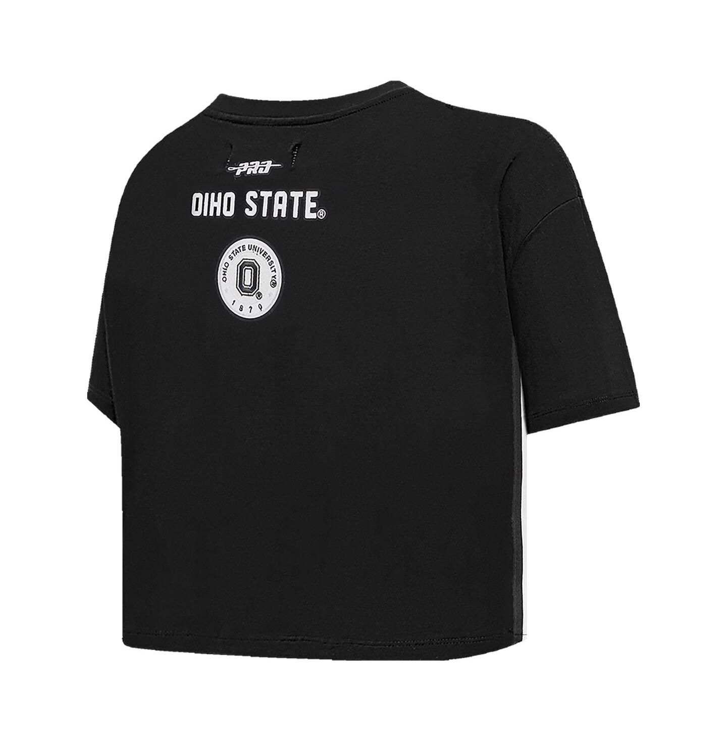 Женская футболка Pro Standard Black Ohio State Buckeyes Rhinestone Boxy Cropped — фото 4