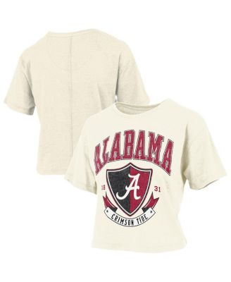 Women's Cream Alabama Crimson Tide Buckler Vintage Cropped T-Shirt